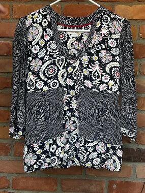 Boden Mollie Mixed Print Top Women’s Size 4 Patch Pockets Folksy Floral